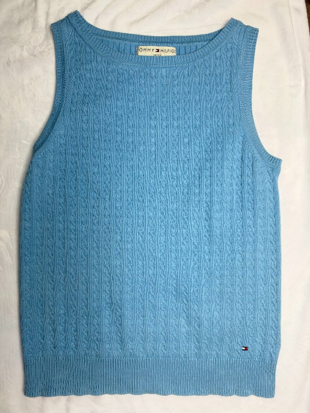 Tommy Hilfiger Petite Cable Knit Sweater Vest PREPPY COTTAGECORE